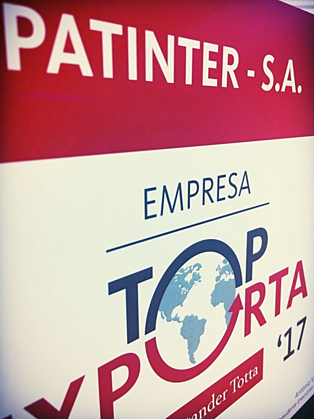 Patinter distinguida como "TOP EXPORTA"